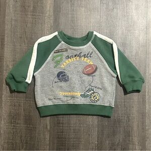 💞 New Baby & Toddler Boys Size 12 Months Green & Gray Football Sweat Shirt